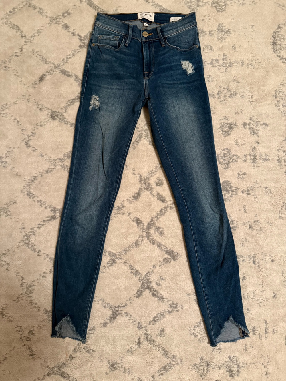 Frame Denim Women's Dark Blue Distressed Skinny Jeans